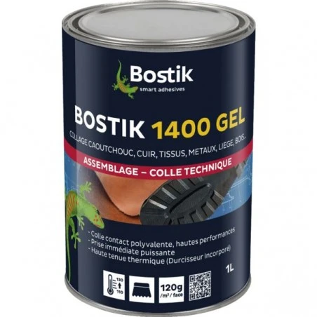 Colle contact polyvalente gel néoprène BOSTIK 1400 de 1 L Colle Contact Polyvalente Gel Néoprène BOSTIK 1400 De 1 L -GUILLEMARRE BOUTIQUE colle neoprene gel bostik 1400 en 1 l