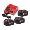 Pack NRJ MILWAUKEE "M18 NRG503" Avec 3 Batteries 18V- 5Ah Et 1 Chargeur