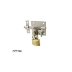 Verrou De Box Avec Porte Cadenas INOX 316L BURGAUD "130722Q" De 10 X 100 M/m Platine De 65x60